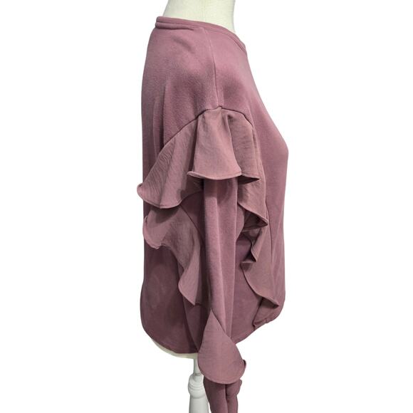 A New Day Unique Ruffle Down Sweatshirt Woman's Size Small - Picture 2 of 8